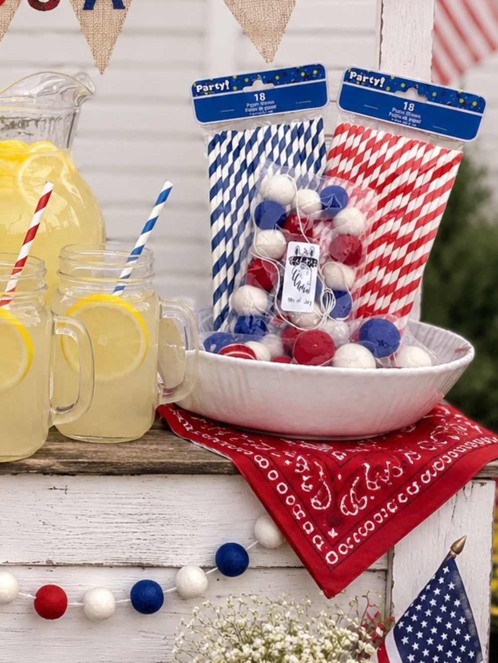 July 4th Decor Independence Day, decor red white & blue 4th of July Felt garland